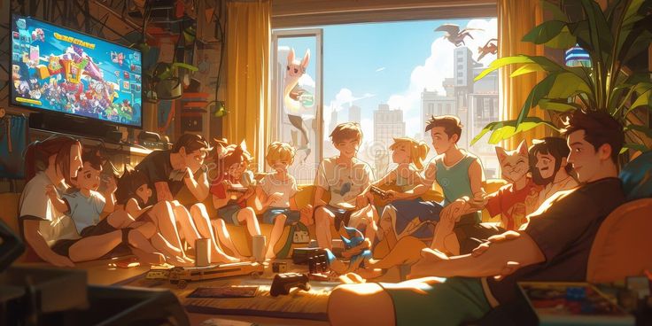 Get together of friends for an entertaining game play